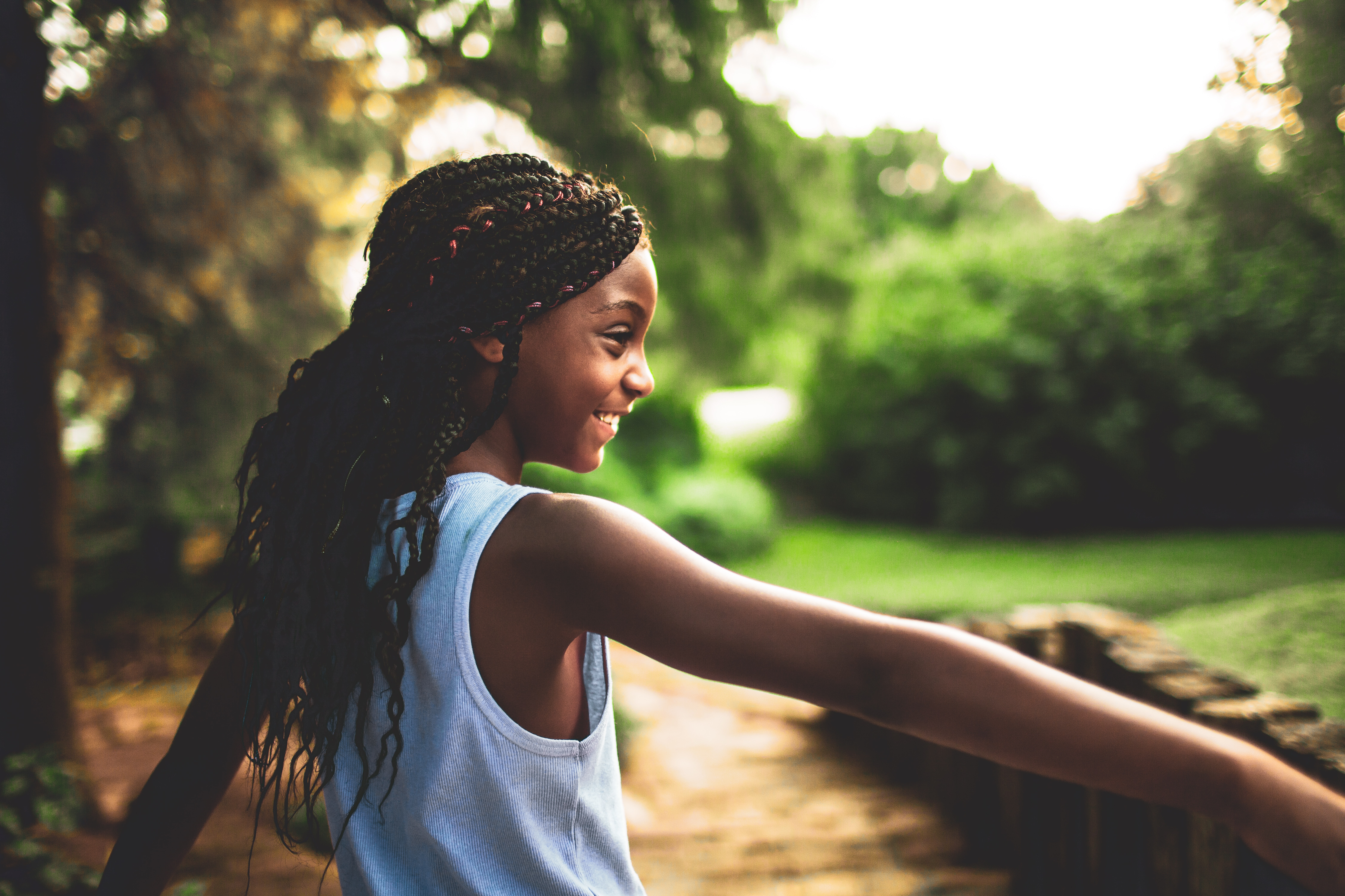 A child playing under the sun
