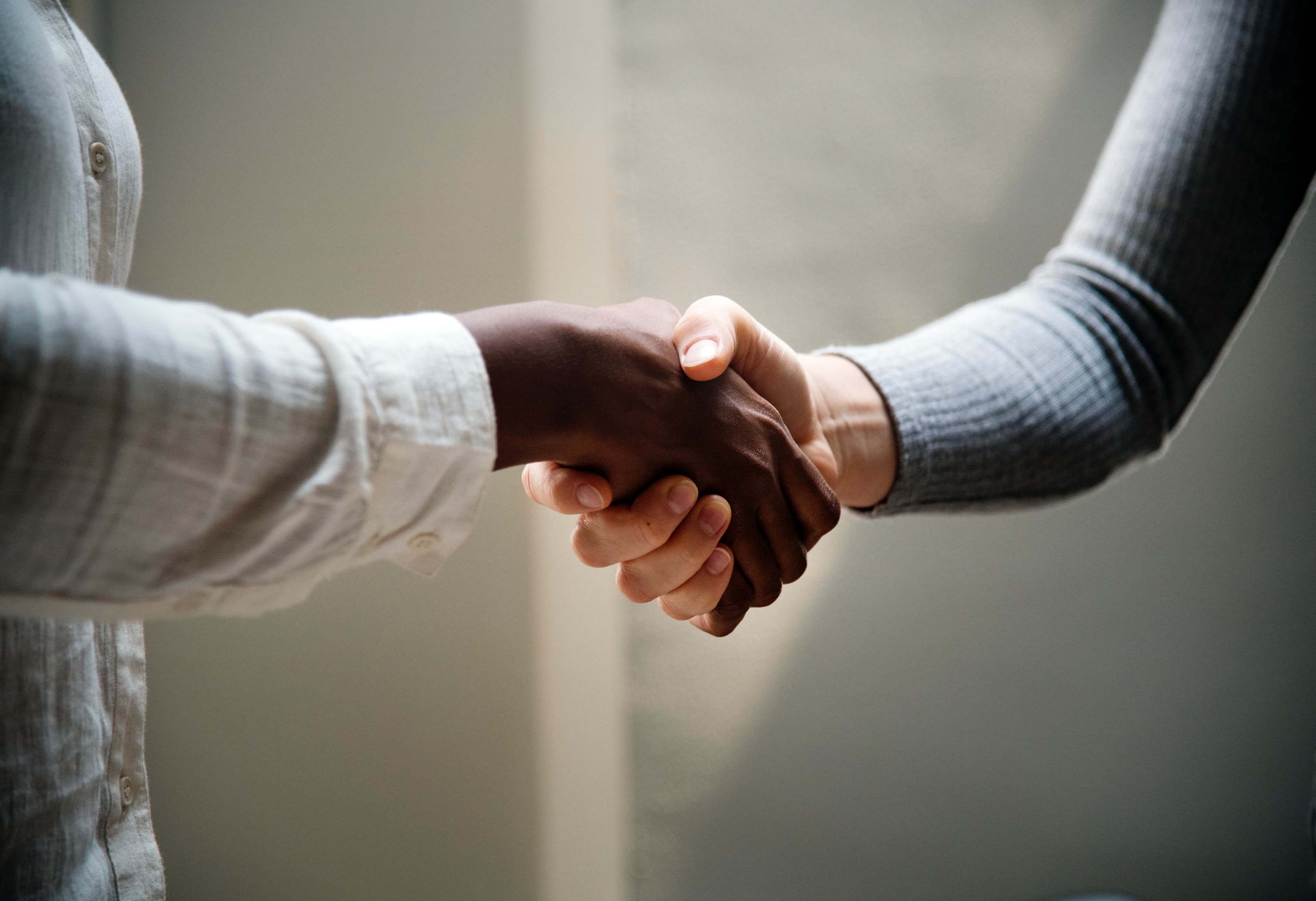 Two adults shaking hands